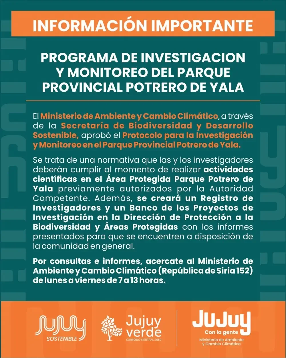 Programa de Investigación y Monitoreo del Parque Provincial Potrero de Yala